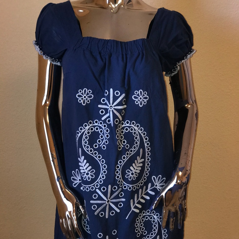 Riley & James Embroidered Babydoll Boho Dress sz S